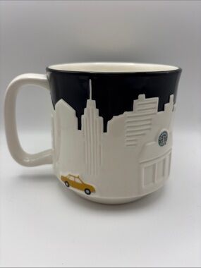 Starbucks 2010 Black and White Skyline Collector’s Mug with Yellow Taxi Accent